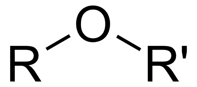 <p>Composed of two alkyl groups bonded to an oxygen atom. Nomenclature: ether. </p>