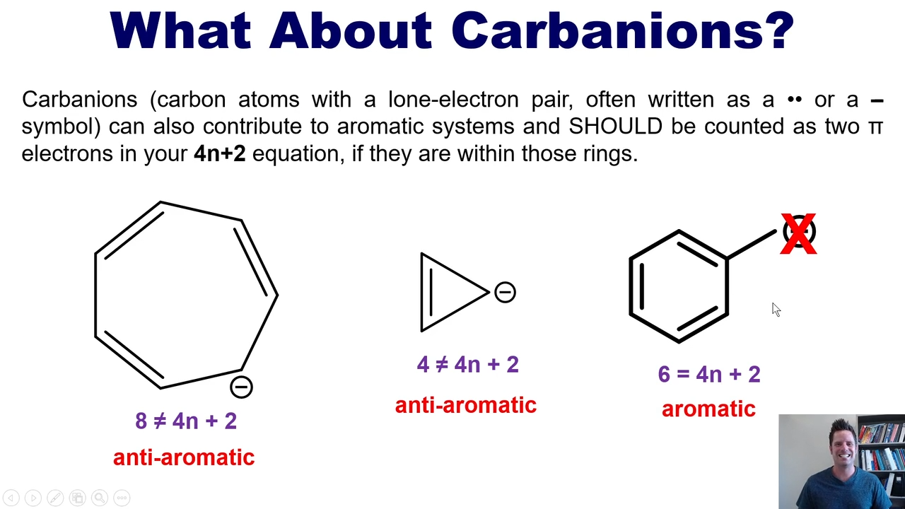 <p>All the time, anions are counted in the 4n+2 when IT IS IN THE RING </p>