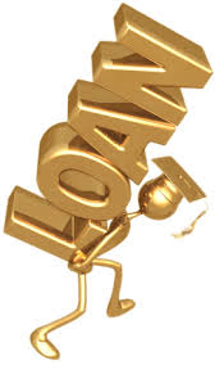 <p>(noun) money borrowed to pay for education that must be repaid later, typically art an upcharge.</p>