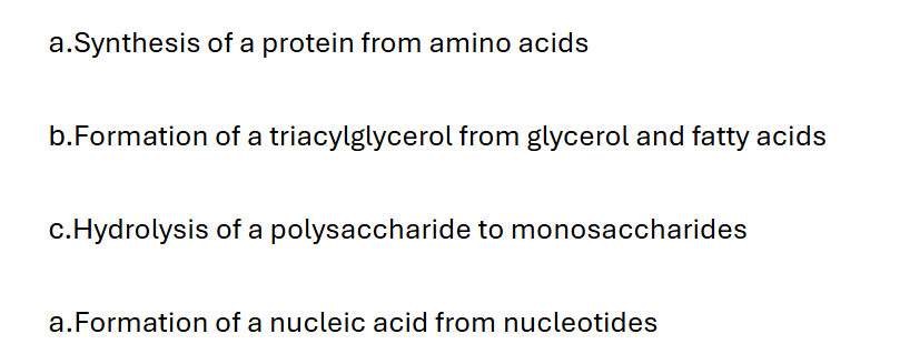 <p>Classify each of the following chemical processes as anabolic or catabolic</p>