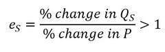 <p>the percentage change in quantity supplied will be greater than the percentage change in price</p>