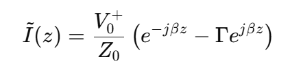 <p>Current on a line containing incident and reflected waves</p>