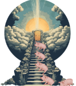 <p>Cold War Event #7</p><p>Seven is heaven (A line of pigs trying to get into heaven).</p>