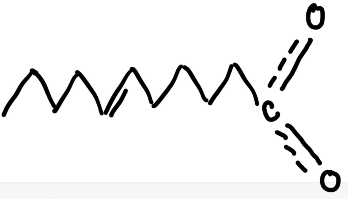 <p>Number the unsaturated fatty acid below and identify the double bond using delta nomenclature.</p>