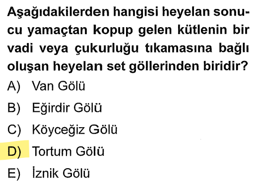 <p>Heyelan set gölleri, dik yamaçlı ve yağışlı yerlerde (özellikle Karadeniz) toprağın kayıp bir akarsu önünü kapatmasıyla oluşur. Van (Volkanik set), Eğirdir (Tektonik-Karstik), Köyceğiz (Alüvyal set) ve İznik (Tektonik) gölleridir.</p>