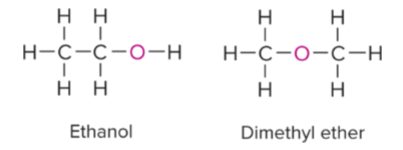 <p>have the same composition (molecular formula) but differ in how their atoms are connected</p>