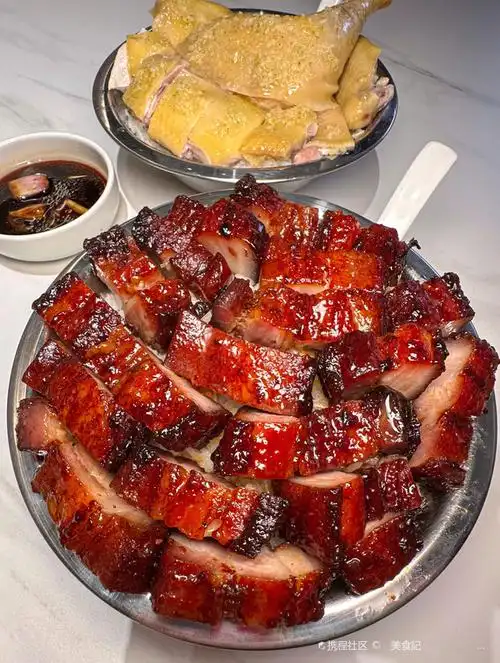 <p>（chā shāo）a Cantonese dish of barbecued pork, known for its sweet and savory glaze. </p>