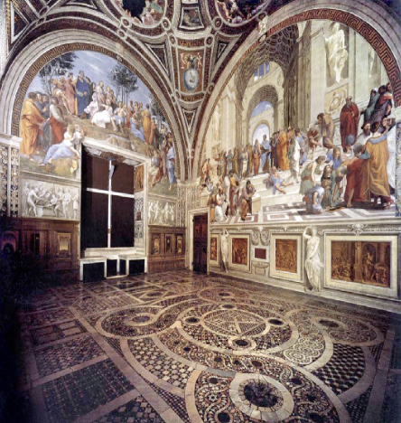 <p>Raphael's 'Parnassus' and 'School of Athens'</p>