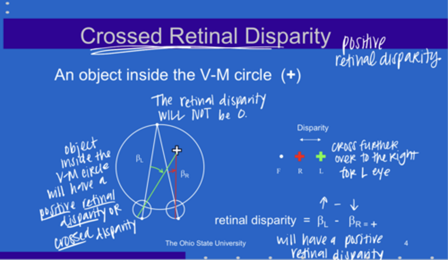 <p>Will a patient see single if an object is INSIDE the V-M circle?</p>