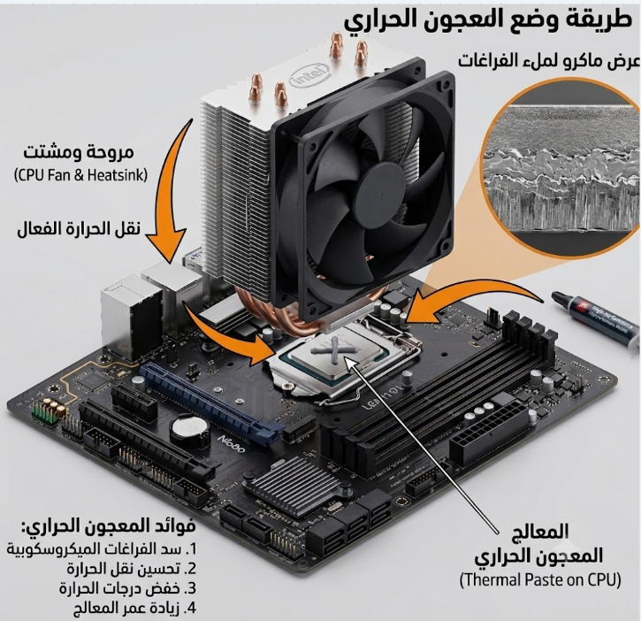 <p>Thermal Paste comes in; it fills microscopic gaps between the CPU and the heatsink, and it is absolutely essential.</p>