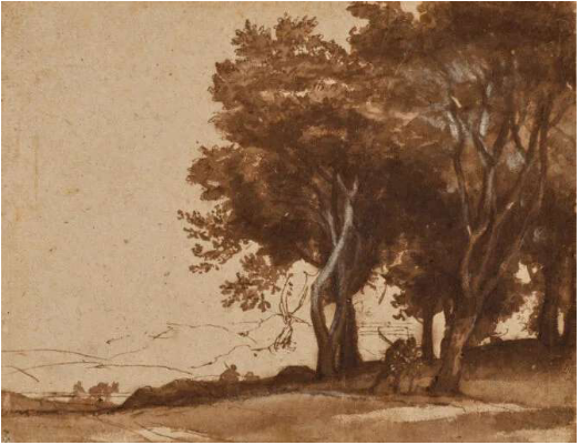 <p>Claude Lorrain, <em>Voyageurs entrant dans une forêt, </em>vers 1640, Chantilly</p>