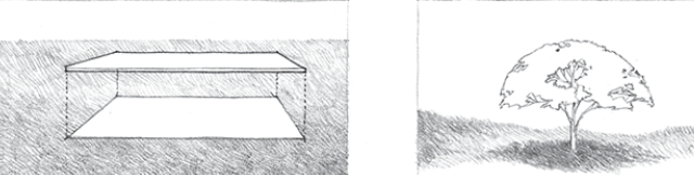 <p>a horizontal plane located overhead which defines a volume of space between itself and the ground plane</p>