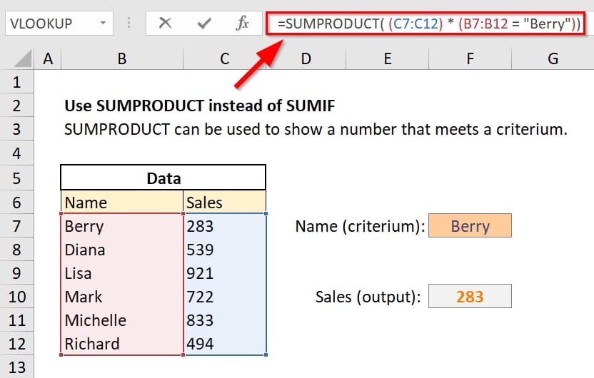 <p>Multiplies corresponding items in ranges and adds the sum of those products. Used primarily for weighted averages or conditional sums, without requiring separate helper columns or arrays.</p>