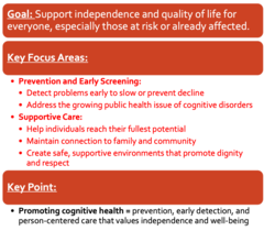 <p>-prevention, early detection and person centered care that values independence and well being</p>