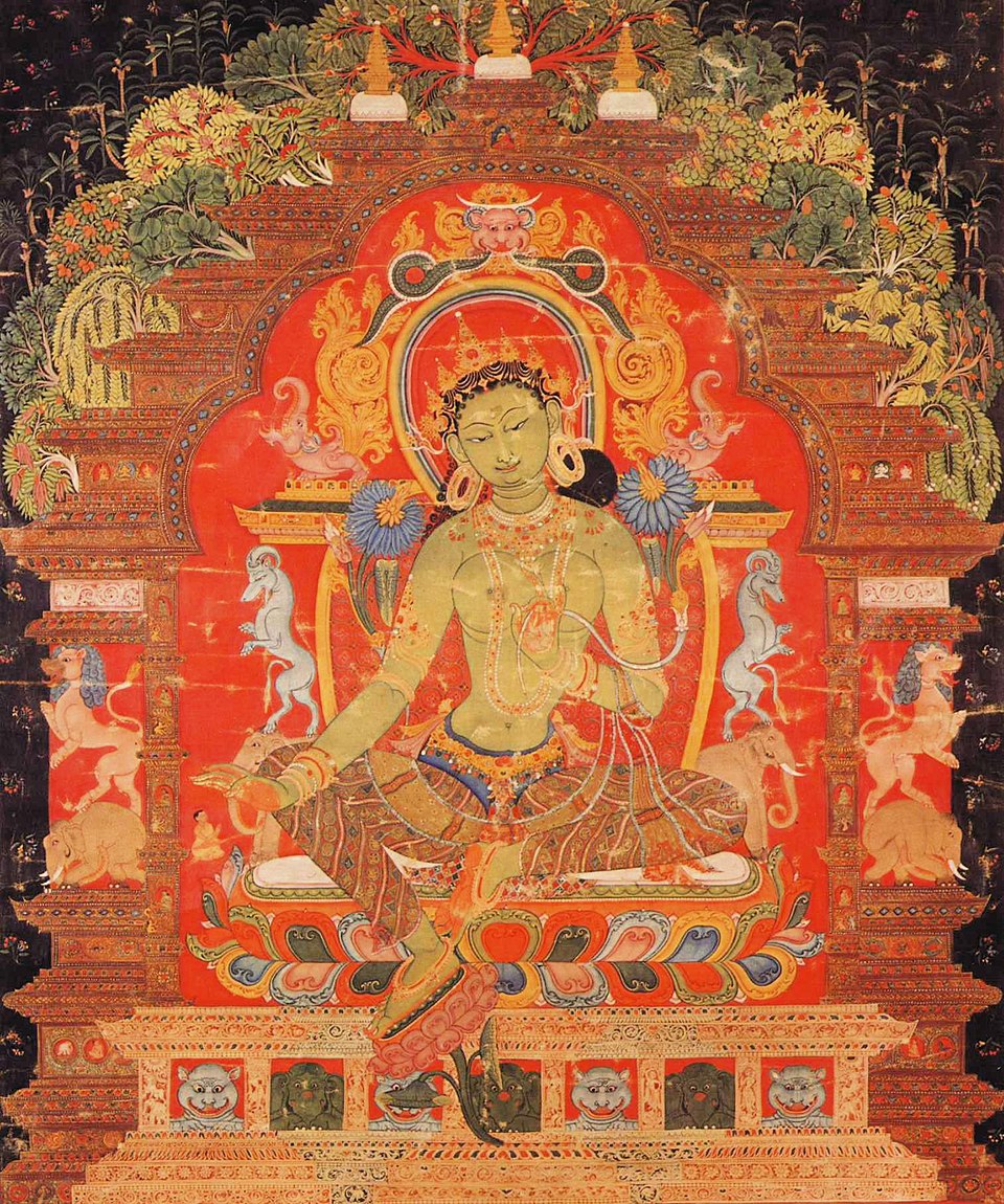 <ul><li><p><span style="background-color: transparent;">Name of artist only survives in Chinese record</span></p></li><li><p><span style="background-color: transparent;">Artist from Nepal, given position of master of the imperial mongol art workshop</span></p><ul><li><p><span style="background-color: transparent;">Identified based on artistic mastery of this work + presence of small Tibetan monk</span></p></li></ul></li><li><p><span style="background-color: transparent;">Newar style indicated by ornate and floral makra</span></p></li><li><p><span style="background-color: transparent;">Indications of projection/recess in shrine architecture </span></p></li><li><p><span style="background-color: transparent;">Bejeweled tree</span></p></li><li><p><span style="background-color: transparent;">Made for a Tibetan patron</span></p></li><li><p><span style="background-color: transparent;">Shrine also includes depictions of the eight great perils</span></p></li></ul><p></p>