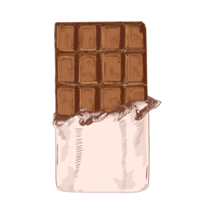 <p>A long, solid piece of something, like chocolate or soap.</p><p>I bought _________ of chocolate from the shop.</p>