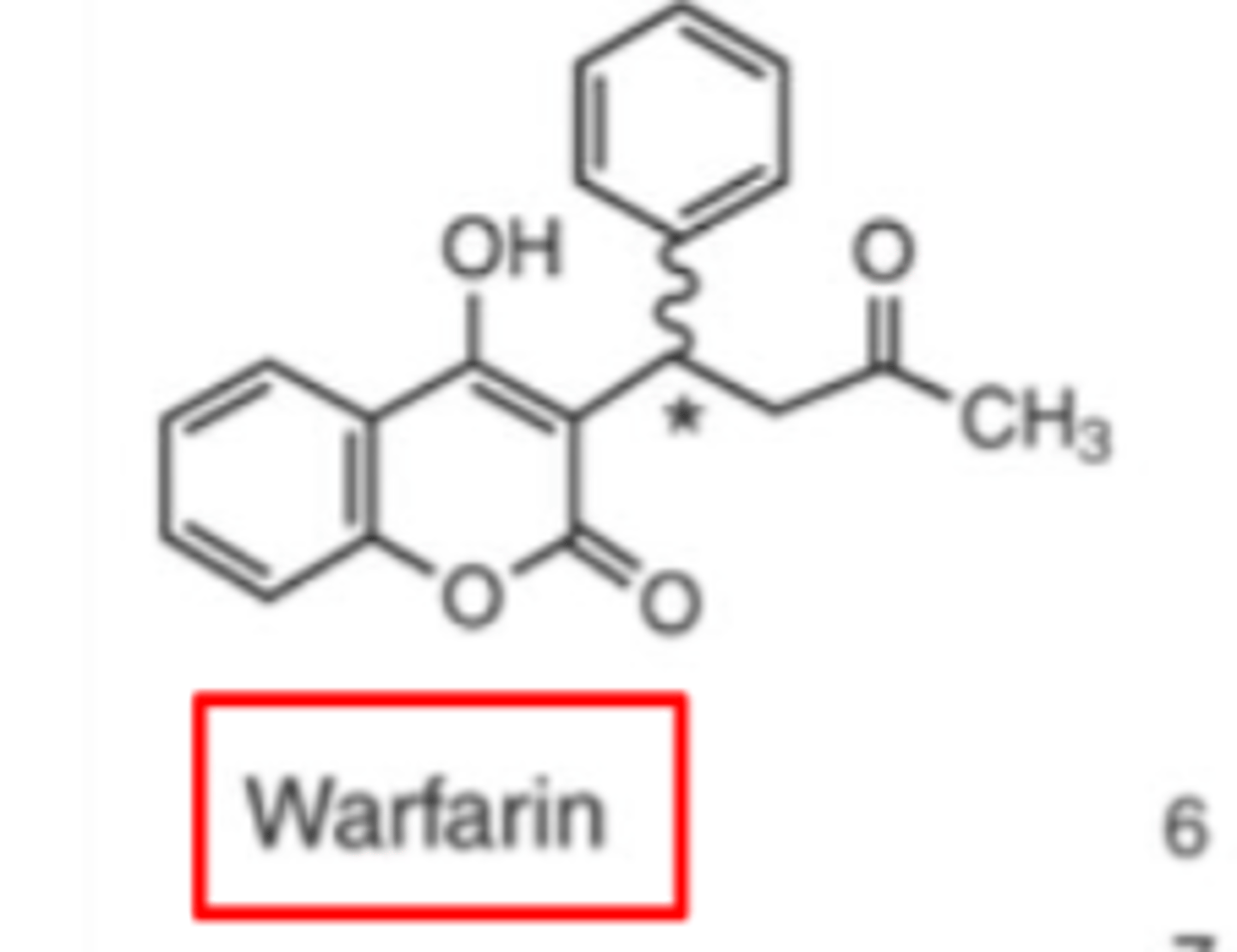 <p>• Warfarin is derived from dicoumarol (a fungal natural product aka bishydroxycoumarin)</p><p>• Coumarin derivatives inhibit VKOR and act as Vitamin K antagonists</p><p>1. γ-Glutamyl carboxylase (GGCX) converts glutamic acid (Glu) of Factors II, VII, IX and X to Gla (γ-carboxyglutamic acid), which chelates Ca2+ to activate these factors.</p><p>2. KH2 is an essential cofactor of GGCX and is oxidized to vitamin K epoxide (KO).</p><p>3. VKOR (vitamin K epoxide reductase) converts KO to vitamin K and further to KH2.</p><p>• Are all water-insoluble lactones</p><p>• Have substitutions in positions 3 and 4, 4-OH makes drug weekly acidic, allowing the formation of water-soluble sodium salts </p><p>• (S)-warfarin is more potent and (R)-acenocoumarol is more potent </p>
