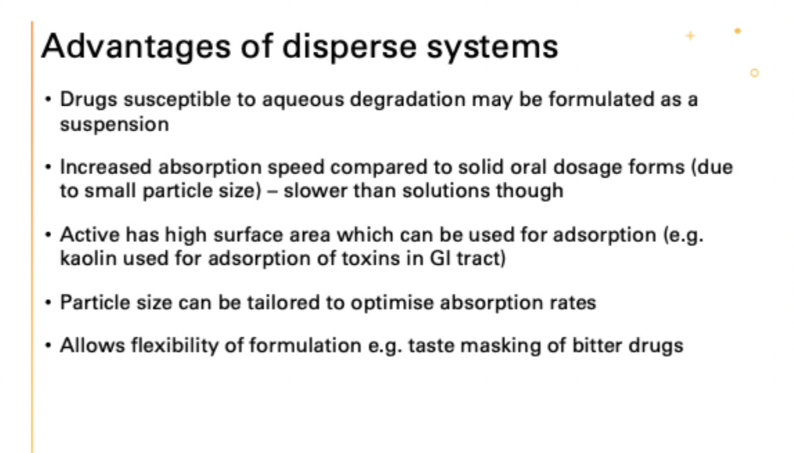 <p>advantages of disperse systems</p>