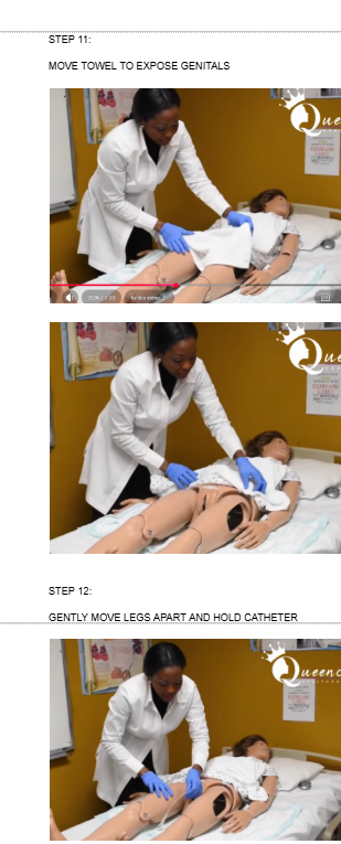 <p><span style="background-color: transparent;">MOVE TOWEL TO EXPOSE PRIVATE</span></p><p></p><p><span style="background-color: transparent;">GENTLY MOVE LEGS APART AND HOLD CATHETER</span></p>