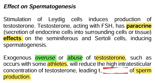 <p><strong><u>Testosterone: Effect on Spermatogenesis</u></strong></p>