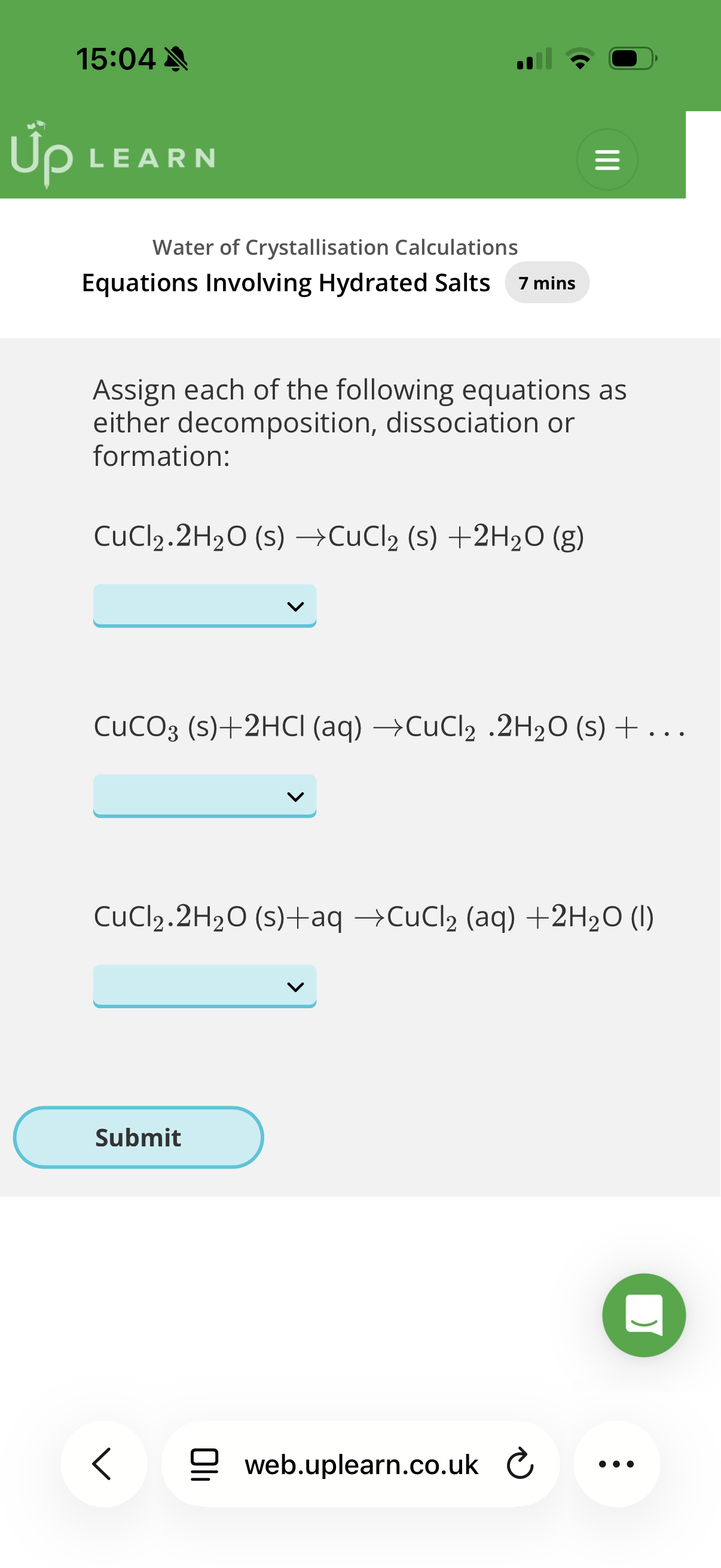<ol><li><p>Answer image q?</p><p>•At a level, there are 3 common types of reaction that contain hydrated salts which are…2?</p></li></ol><p></p>