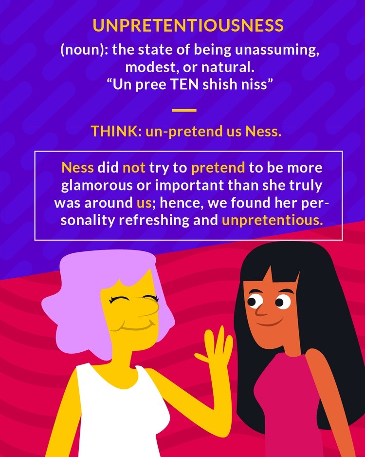 <p>(noun) the state of being unassuming, modest, or natural</p><p>(noun) modesty</p>