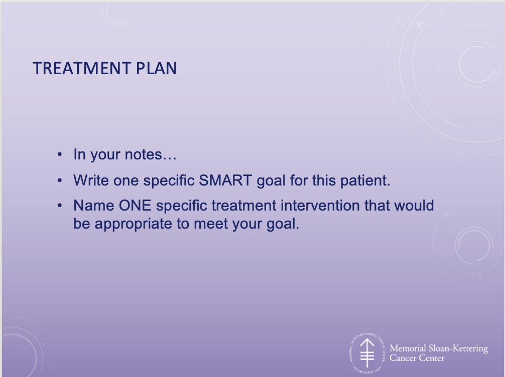 <p><span>In 4 weeks patient will have a verbal decrese in pain by 3 points – with PT it would be with the treatment of PT – can do some desensitixationtechniques, also just increase in strength and ROM will help</span></p><p style="text-align: left;"><span>In 2 weeks patient will improve AROM and PROM by 10 degrees in order to promote increase functional independence</span></p><p style="text-align: left;"><span>Increase in strength in scapulat: serratus anterior</span></p>