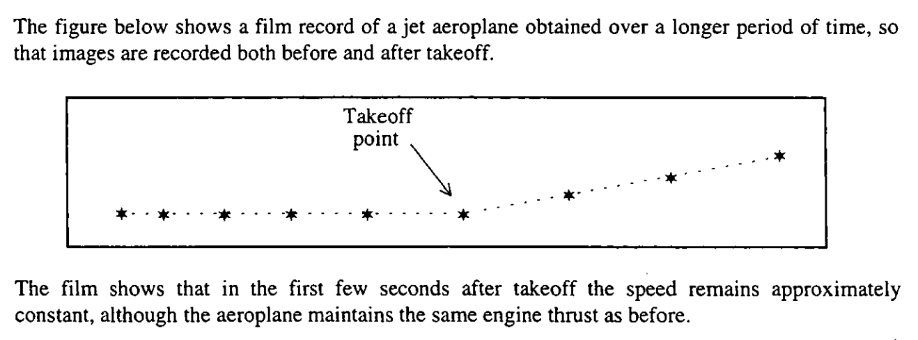 <p>d) Explain why the same thrust can cause the airplane to accelerate while on the runway but travel at constant speed while ascending.</p>