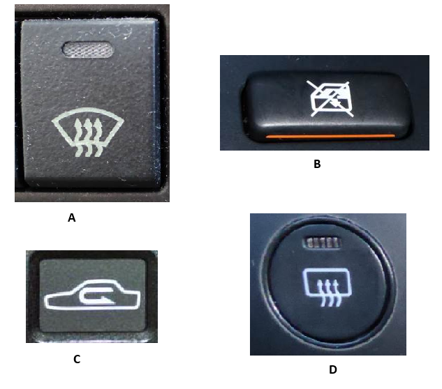 <p><span>Which button activates the rear demister?</span></p>