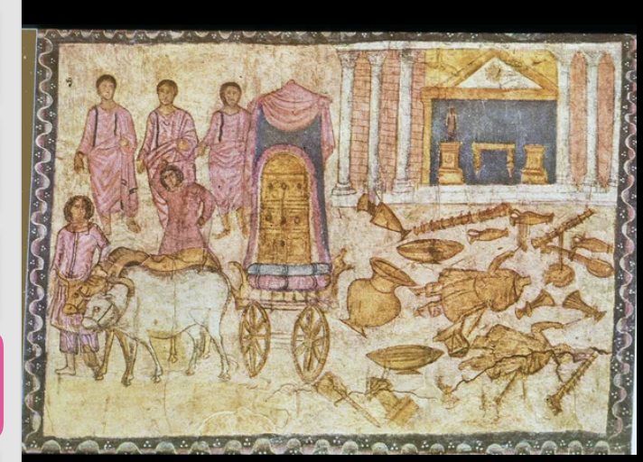 <p>Temple of Dagon and the Return of the Ark of the Covenant. </p>