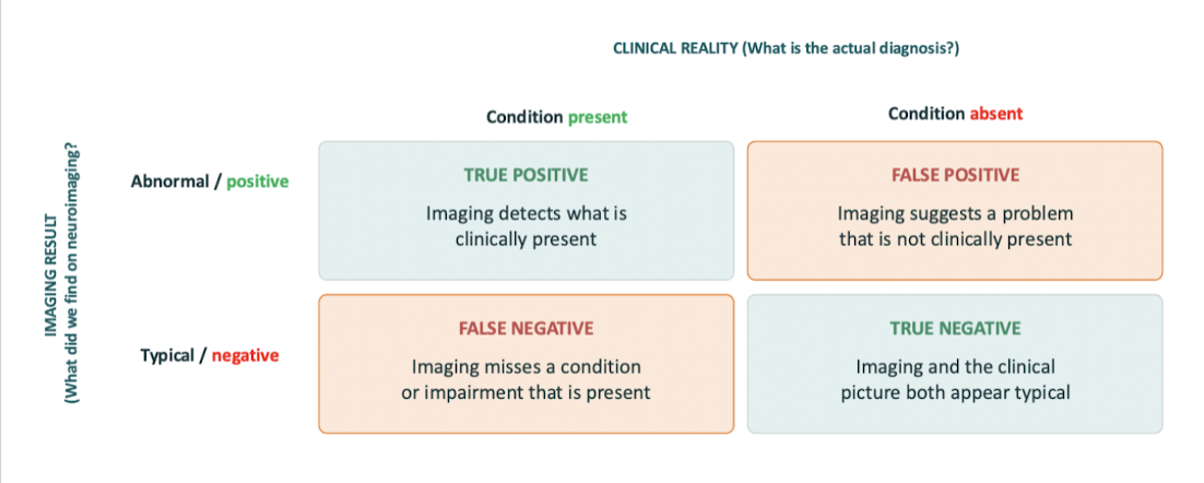 <p>false positives &amp; false negatives in imaging results</p>