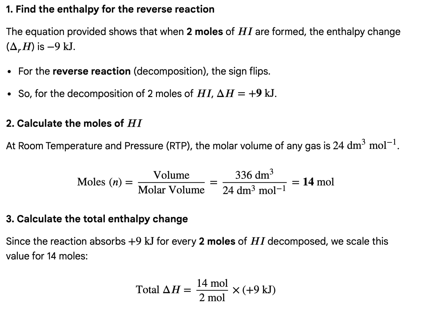 <p><strong>enthalpy change: +63kJ</strong></p>