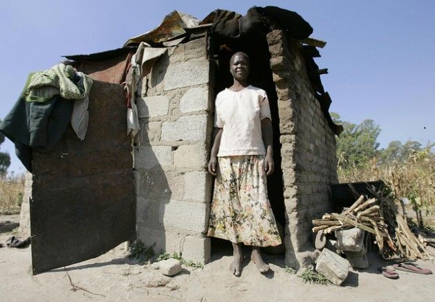 <p>Poverty-stricken (compound adjective)</p>