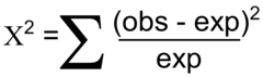 <p>where O is the observed count and E is the expected count for each category.</p>