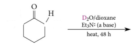 <p>draw the mechanism for the exchange of α-H for D in basic conditions</p>