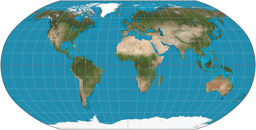 <p>Modified version of Mercator projection</p><p>land masses smaller → most accurate</p><p>still some distortion</p>