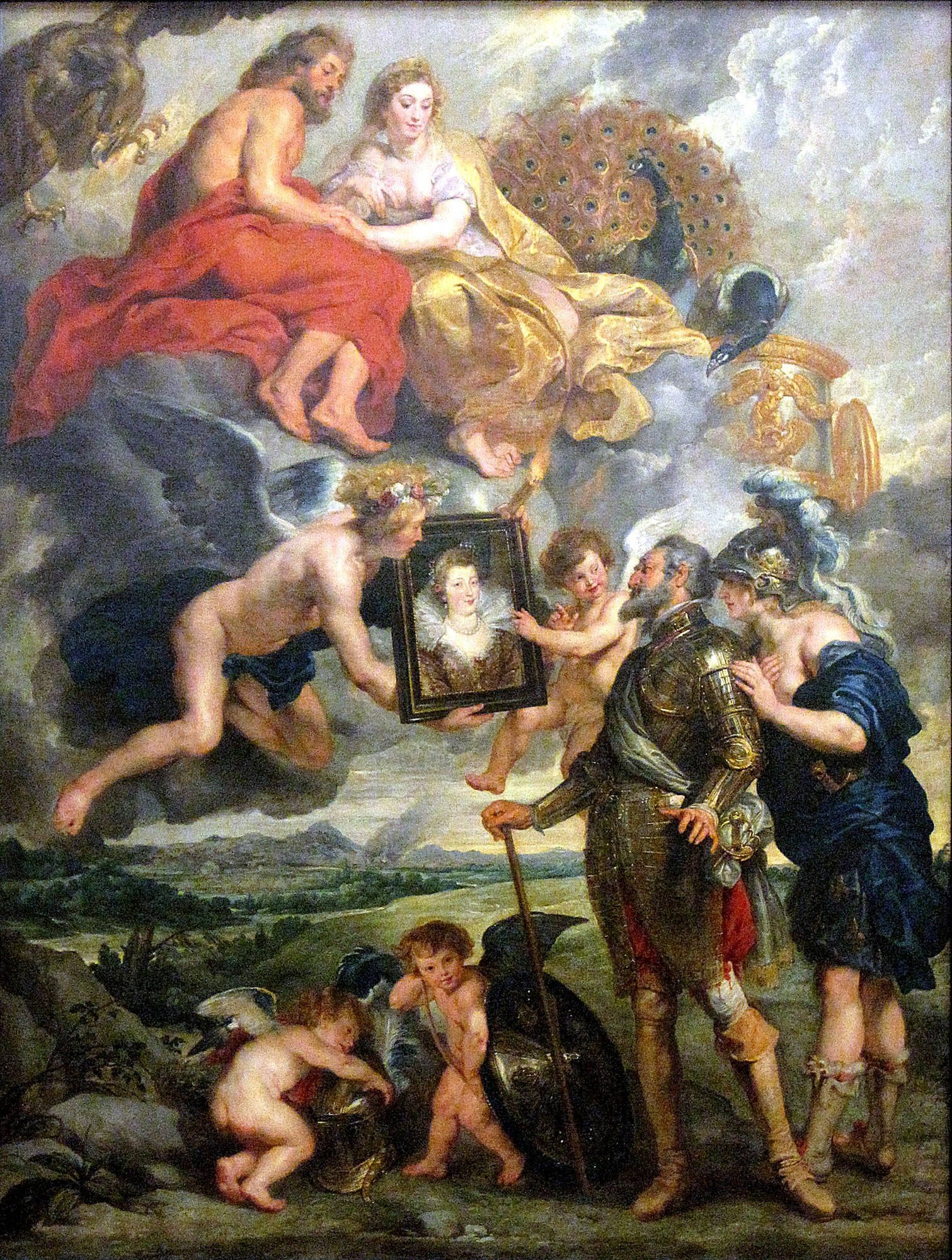 <p>1622-25, o/c, Lourve. Features: Cupid, France, Jupiter, and Juno</p>