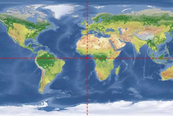 <p>It’s the intersection between the equator and the primer meridian</p><p>there is no island there</p>