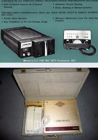 <ul><li><p>= draadloze connectie met public switched telephone network (PSTN) gebruikmakend van radiogolven (analoge telefonie) </p></li><li><p>1946 → MTS = mobile telephone service:</p><ul><li><p>ontwikkeld door AT&T → VS</p></li><li><p>operator behandeld gesprekken manueel </p></li><li><p>indrukken → spreken → lossen → luisteren</p></li><li><p>duur + beperkt</p></li></ul></li><li><p>1965 → IMTS = improved mobile telephone service:</p><ul><li><p>ontwikkeld door AT&T → VS</p></li><li><p>extra frequentiebanden</p></li><li><p>meer gelijktijdige gesprekken + zelf telefoneren mogelijk </p></li><li><p>minder zwaar </p></li></ul></li></ul><p></p>