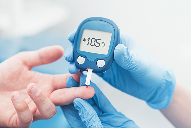 <p>A small, portable electronic device used to measure the amount of sugar (glucose) in a small sample of your blood</p>