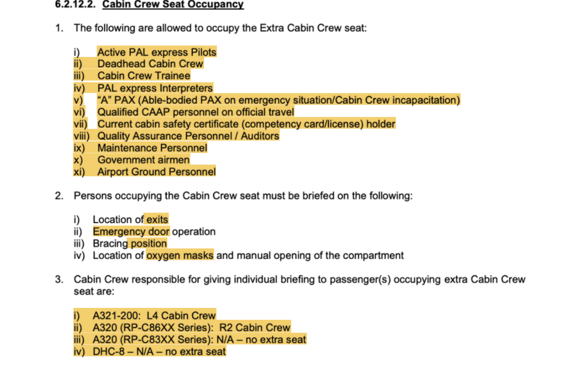<p>CABINCREW SEAT OCCUPANCY</p>
