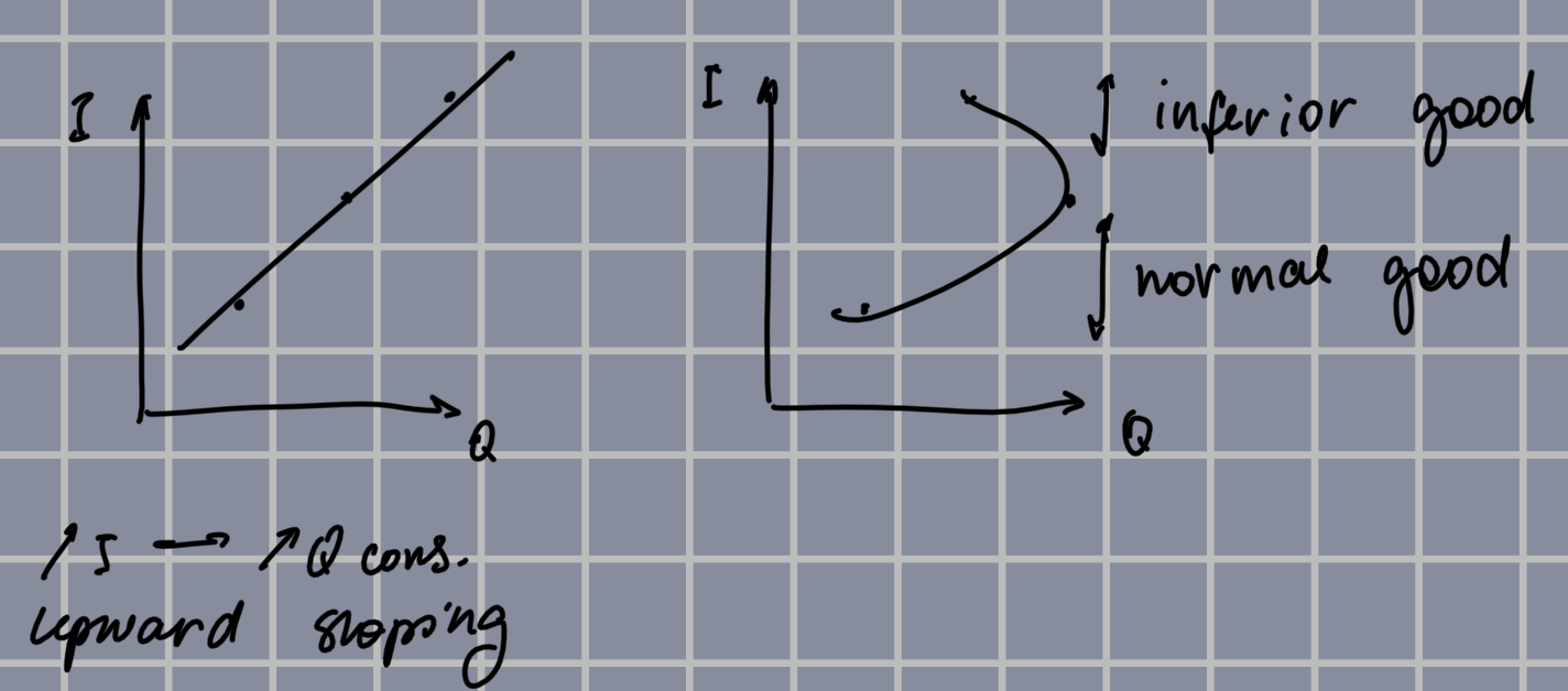 <p>Curve relating the quantity of a good consumed to income</p>