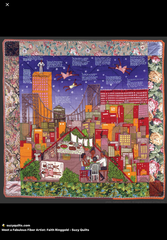 <p>In Tar Beach, an example of Contemporary Narrative Art, by Faith Ringgold, the repeated borders, patterns, and imagery</p>