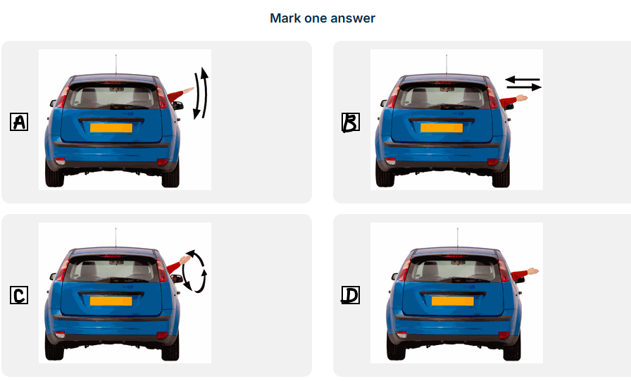 Which arm signal tells you that the car you're following is going to pull up?