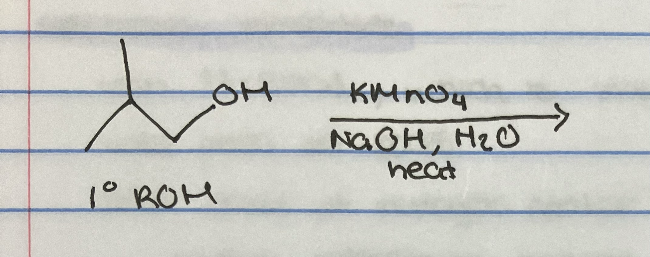 <p>KMnO4 oxidation with primary alcohol</p>