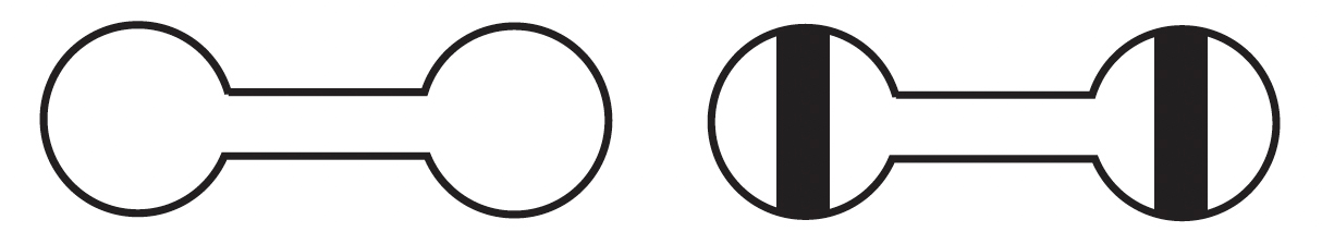 <p><span>On the ground gliders and aeroplanes shall move only on paved, metalled or hard surfaces</span></p><p><span>black stripes in each circle of the dumb-bell means that aeroplanes and gliders must take off and land on a runway, but movement on the ground is not confined to hard surfaces.</span></p>