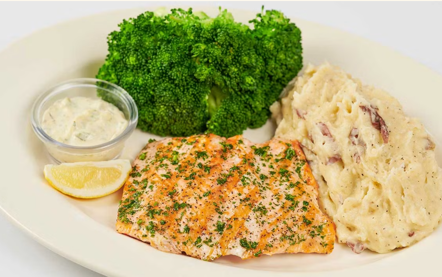 <p>Served with Mashed Potatoes and Broccoli</p>