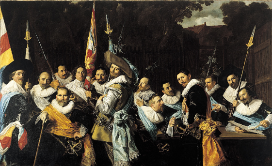 <p>Frans Hals 1633, oil on canvas</p><p>-shows how Baroque artists brought life, movement, and personality into what had traditionally been stiff, formal images.</p><p>-The importance of civic identity in the Dutch Republic</p>
