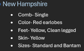 <p>Breed: New Hampshire</p><p>Variety: Red</p>