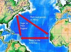 <p>A practice, primarily during the eighteenth century, in which European ships transported slaves from Africa to Caribbean islands, molasses from the Caribbean to Europe, and trade goods from Europe to Africa.</p>